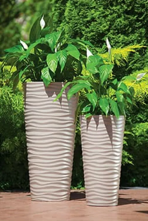 Sahara Dunes Slim 30 Rund Blomsterpotte | Hvid