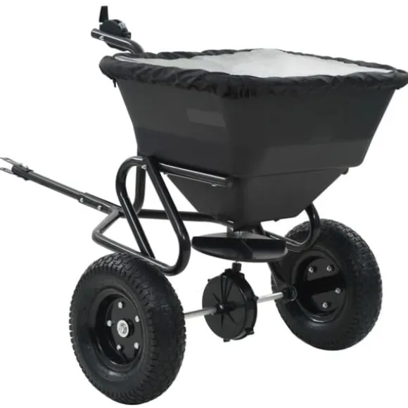 Saltspreder/strøtrækvogn 45 L - Robust PVC og stål | Størrelse: 125x74x79 cm