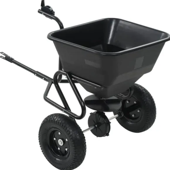 Saltspreder/strøtrækvogn 45 L - Robust PVC og stål | Størrelse: 125x74x79 cm