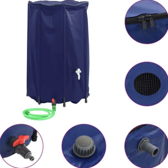 Sammenfoldelig vandtank med hane - Regnvandsbeholder 500 L | Materiale: PVC
