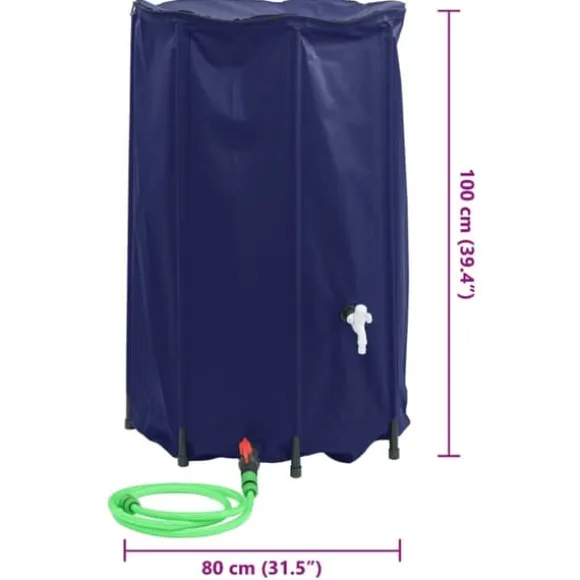 Sammenfoldelig vandtank med hane - Regnvandsbeholder 500 L | Materiale: PVC