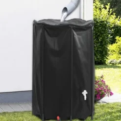 Sammenfoldelig vandtank med hane - PVC 1000 L | Farve: Grøn | Størrelse: 1000 L
