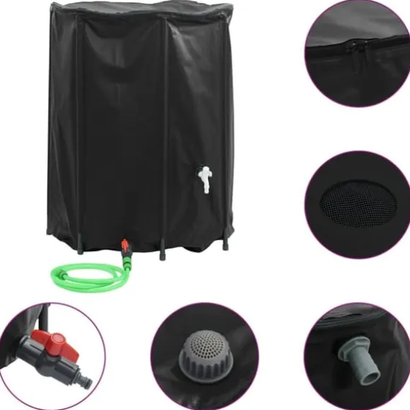 Sammenfoldelig vandtank med hane - 750L PVC | Farve: Grå | Størrelse: 750 liter