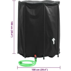 Sammenfoldelig vandtank med hane - 750L PVC | Farve: Grå | Størrelse: 750 liter