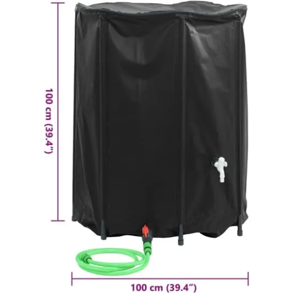 Sammenfoldelig vandtank med hane - 750L PVC | Farve: Grå | Størrelse: 750 liter