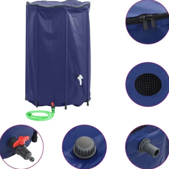 Sammenfoldelig vandtank med hane - PVC, 1000 l | Farve: Grøn | Størrelse: 1000 l