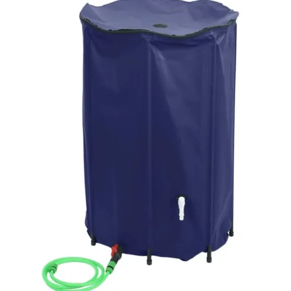 Sammenfoldelig vandtank med hane - PVC, 1000 l | Farve: Grøn | Størrelse: 1000 l