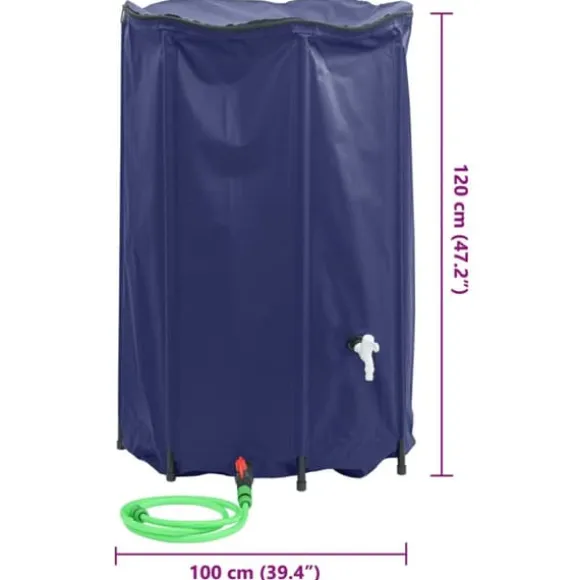 Sammenfoldelig vandtank med hane - PVC, 1000 l | Farve: Grøn | Størrelse: 1000 l
