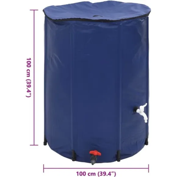 Sammenfoldelig vandtank med hane 750L - Robuste PVC | Farve: Grøn | Størrelse: 750 L