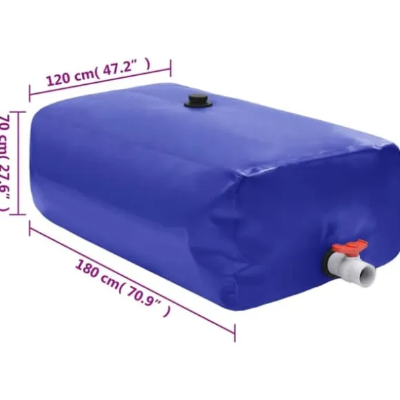 Sammenfoldelig vandtank med hane 1500L - PVC | Farve: Grøn | Størrelse: 1500 liter