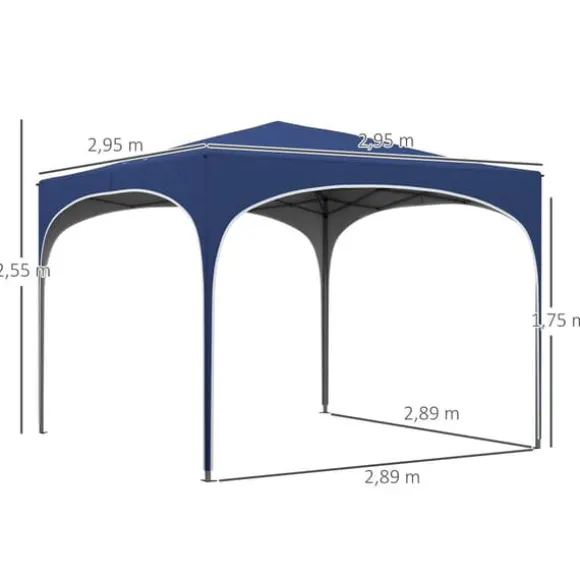 Sammenklappelig pavillon, 295x295x255 cm, blå