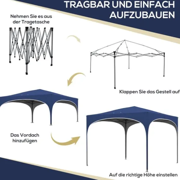 Sammenklappelig pavillon, 295x295x255 cm, blå
