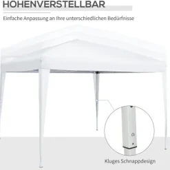 Sammenklappelig pavillon, 295x295x258 cm, hvid