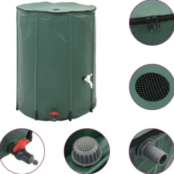 Sammenklappelig regnvandsbeholder med hane - 1350 l | Farve: PVC | Størrelse: Foldsammen