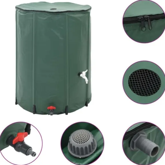 Sammenklappelig regnvandsbeholder med hane - 1350 l | Farve: PVC | Størrelse: Foldsammen