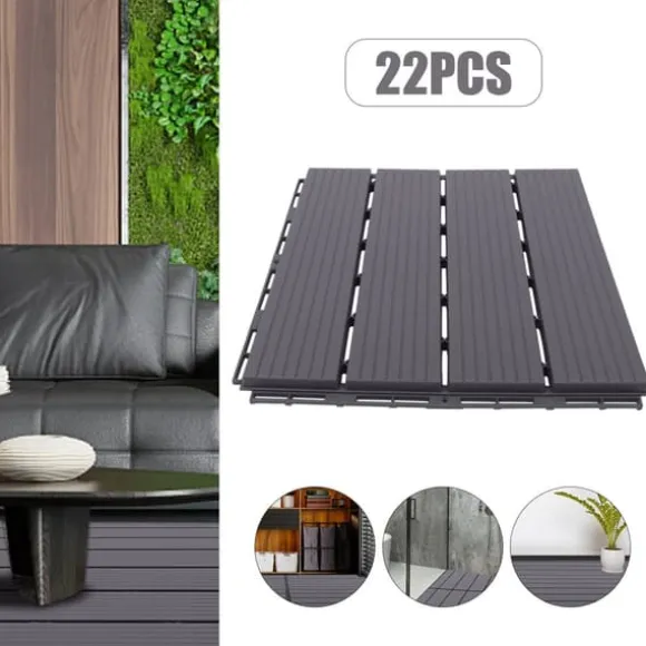Sammenkoblede terrassefliser, holdbart PP-materiale, skridsikker design, nem DIY-installation