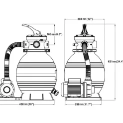 Sandfilterpumpe 400 W - 11000 l/t til poolrens | Størrelse: 2,5 cm tilslutning