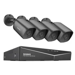 SANNCE 8CH DVR Kit, 1080P Høj Opløsning, Nattesyn Op til 30m,4T, 8CH 4PCS DVR Sæt