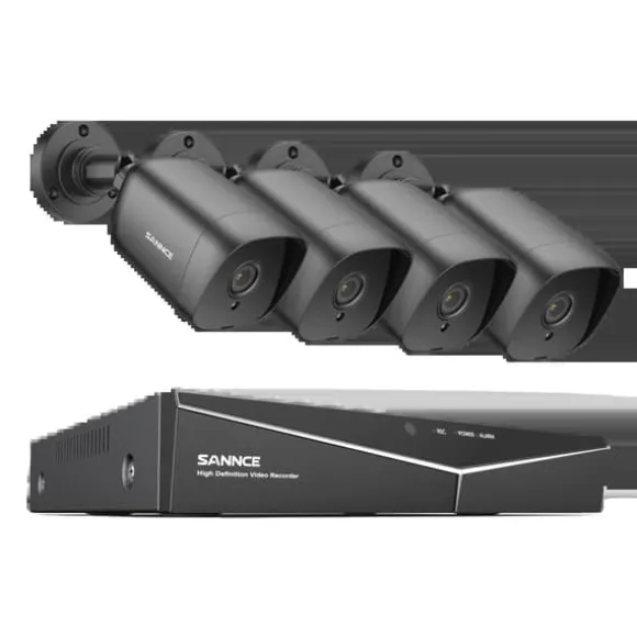 SANNCE 8CH DVR Kit, 1080P Høj Opløsning, Nattesyn Op til 30m,2T, 8CH 4PCS DVR Sæt