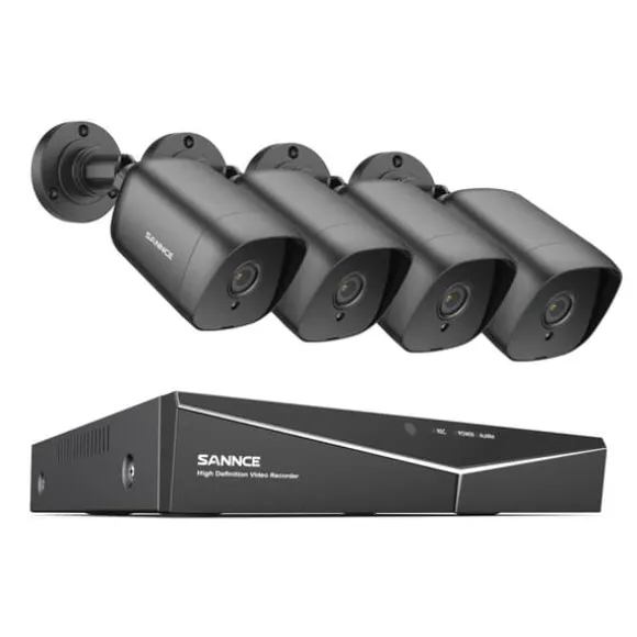 SANNCE 8CH DVR Kit, 1080P Høj Opløsning, Nattesyn Op til 30m,2T, 8CH 4PCS DVR Sæt