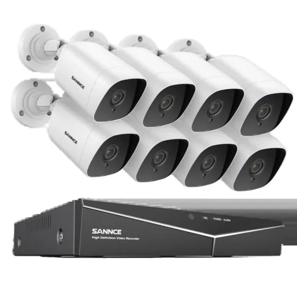 SANNCE 8CH DVR Kit, 1080P Høj Opløsning, Nattesyn Op til 30m,8CH 8PCS DVR Kit-a, 2T