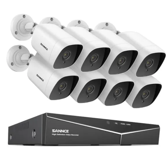 SANNCE 8CH DVR Kit, 1080P Høj Opløsning, Nattesyn Op til 30m,8CH 8PCS DVR Kit-a, 2T