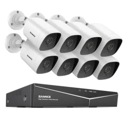 SANNCE 8CH DVR Kit, 1080P Høj Opløsning, Nattesyn Op til 30m,8CH 8PCS DVR Kit-a, 1T