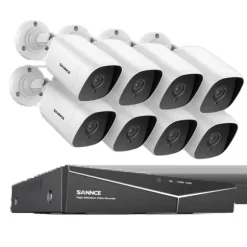 SANNCE 8CH DVR Kit, 1080P Høj Opløsning, Nattesyn Op til 30m,8CH 8PCS DVR Sæt, 4T