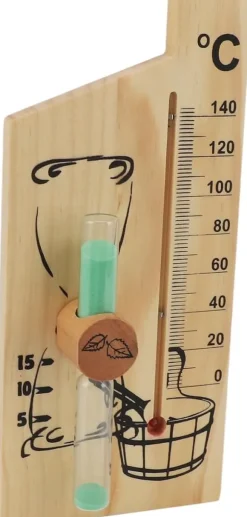 Sauna Termometer Timeglas, Guld Elegant Design Sauna Termometer Timeglas 0-140 Grader Celsius Træ Velegnet til Hoteller