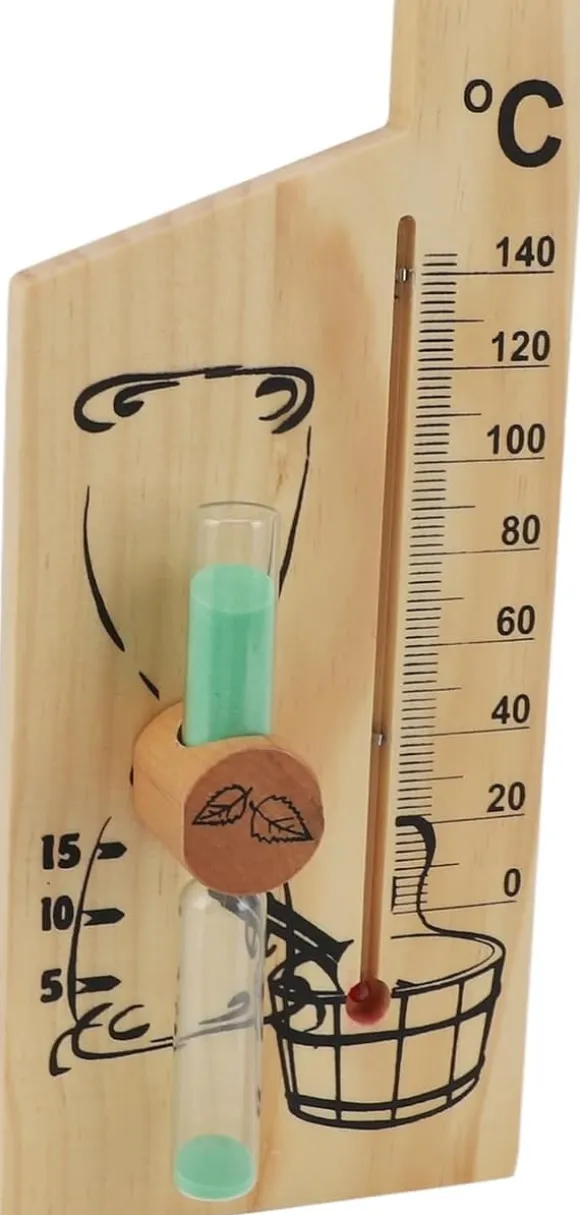 Sauna Termometer Timeglas, Guld Elegant Design Sauna Termometer Timeglas 0-140 Grader Celsius Træ Velegnet til Hoteller