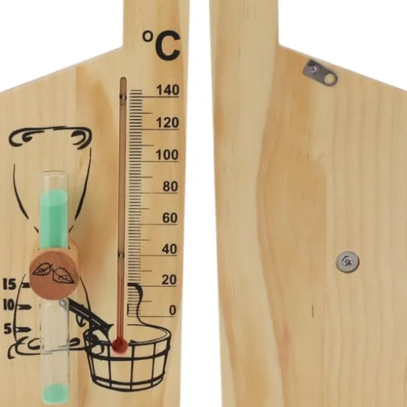 Sauna Termometer Timeglas, Guld Elegant Design Sauna Termometer Timeglas 0-140 Grader Celsius Træ Velegnet til Hoteller