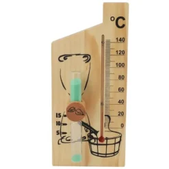 Saunatermometer Timeglas 15 Minutters Sand Timer Golden Wood 0 til 140 Celsius Grad Temperaturmåler Vægmonteret Saunatilbehør