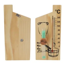 Saunatermometer Timeglas 15 Minutters Sand Timer Golden Wood 0 til 140 Celsius Grad Temperaturmåler Vægmonteret Saunatilbehør