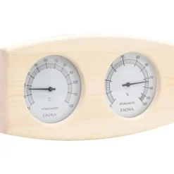Saunatilbehør - Living 2-i-1 saunasæt med hygrometer og timeglas massivt fyrretræ
