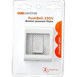 SCS SENTINEL 230V trykknap - 16A koblingskapacitet - IP55 - Hvid