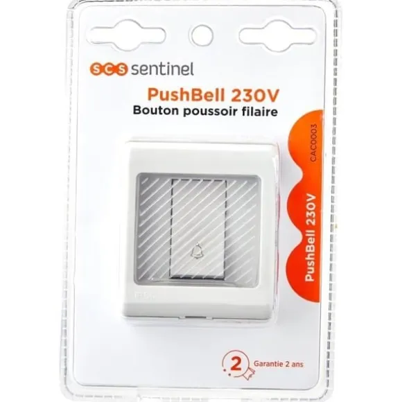 SCS SENTINEL 230V trykknap - 16A koblingskapacitet - IP55 - Hvid