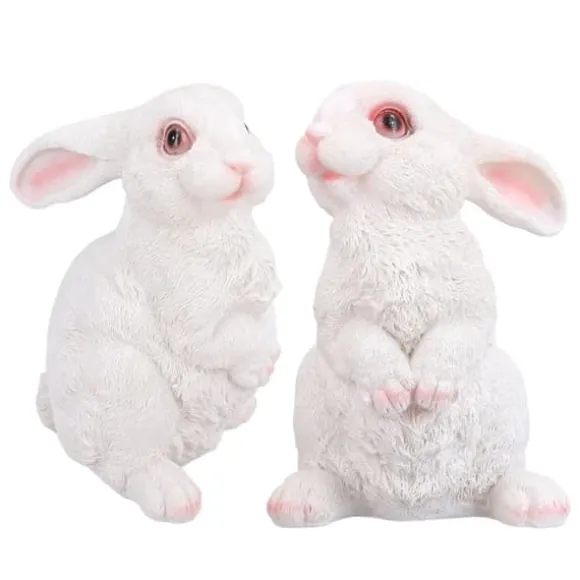 Sød kanin Skulptur Harpiks Håndværk Have Bunny Dekoration Simulering Kanin Statue til Plæne Have Patio