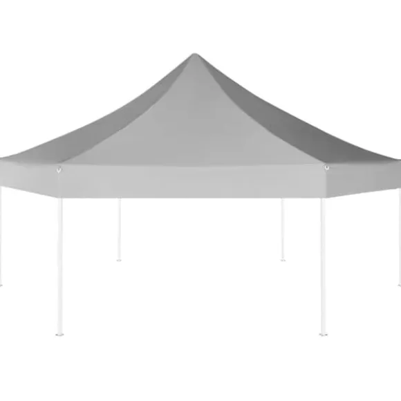 Sekskantet foldbart pop-up festtelt - Vandafvisende | Størrelse: 3,6x3,1 m | Farve: Grå