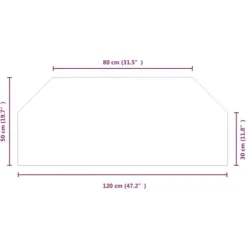 Sekskantet glasplade til pejs - Gulvdæksel | Størrelse: 120x50 cm