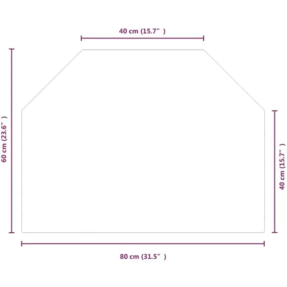 Sekskantet glasplade til pejs - Beskyttelse af gulv | Størrelse: 80x60 cm