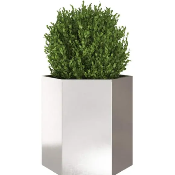 Sekskantet plantekrukke i rustfrit stål 46x40x45 cm | Farve: Metal | Størrelse: 46x40x45 cm