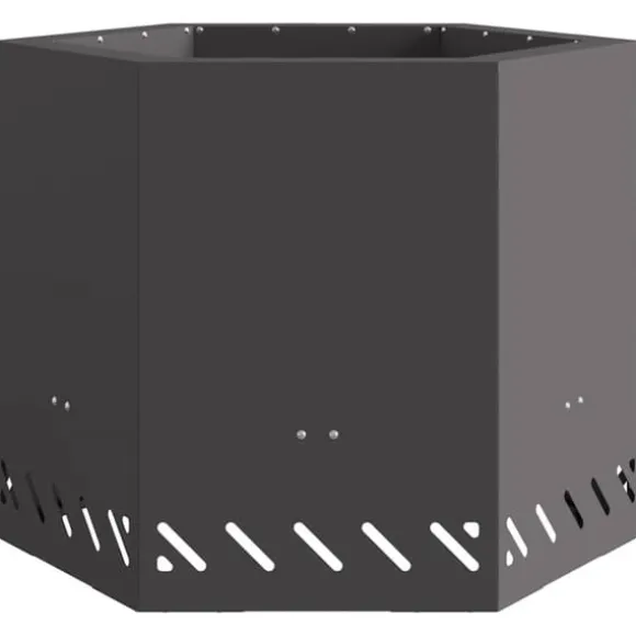 Sekskantet udendørs bålfad - Koldvalset stål | Farve: Sort | Størrelse: 58x58x51 cm
