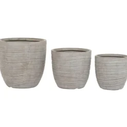 Set of Planters Home ESPRIT Beige Fibreglass Magnesium 45 x 45 x 43 cm (3 Units)