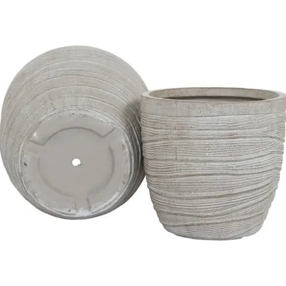 Set of Planters Home ESPRIT Beige Fibreglass Magnesium 45 x 45 x 43 cm (3 Units)