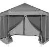 6-sidet pop up-pavillon med vægge | Størrelse: 3,6x3,1 m | Farve: Grå