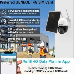 Sikkerhedskamera, 3 Megapixel, 25 FPS, Trådløs, 4G Forbindelse, Solcelledrevet