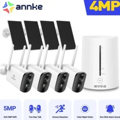 Sikkerhedskamera, 4MP Full HD, Solcelledrevet,Med 4stk