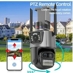 Sikkerhedskamera, 12MP opløsning, AI bevægelsesdetektion, 12MP WIFI PTZ kamera, EU stik