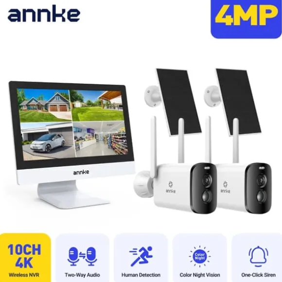 Sikkerhedskamera, 4MP opløsning, forbedret nattevision,2PCS 81BL 5000mAh