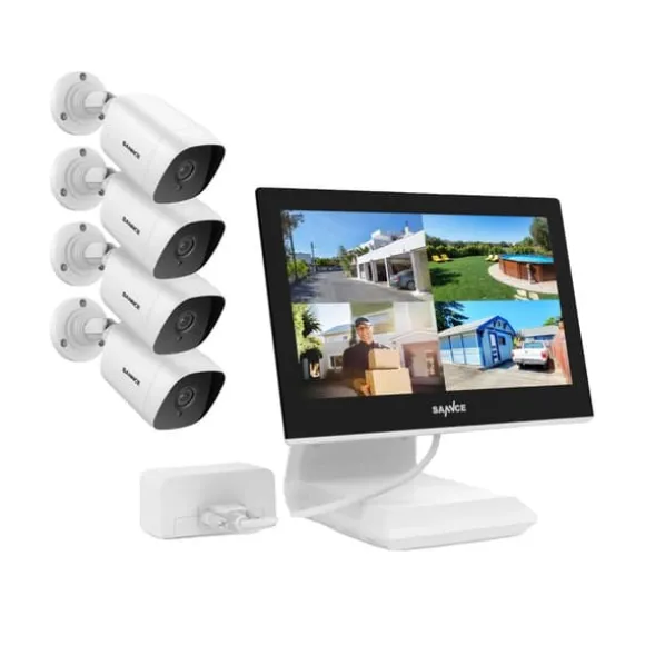 Sikkerhedskamera System, 10.1" LCD Skærm, 1080P Full HD Nattesyn,4PCS 0TB